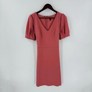 Express Mauve Puff Short Sleeve Minimalist Fall Shift Dress Office Size M